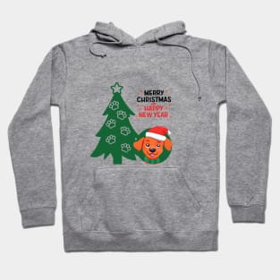 Cute Brown Dog with Christmas trees Merry Christmas Happy New Year ,brafdesign Hoodie